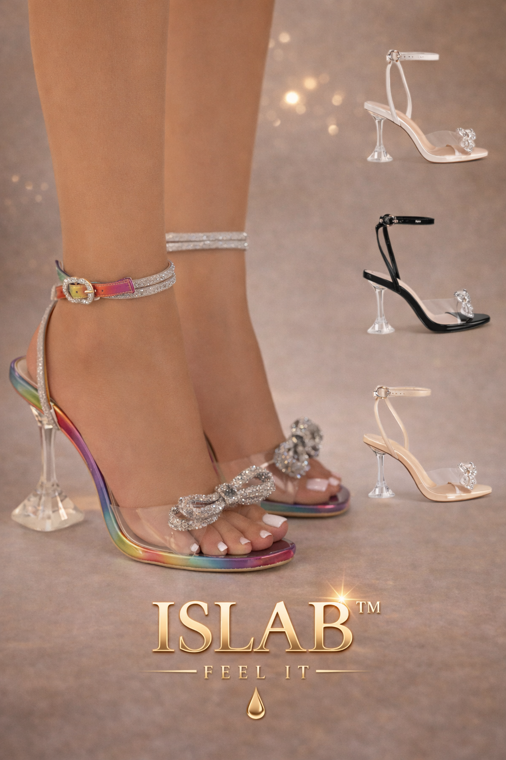 ISLAB™ Talons transparents sexy – sandales élégantes à strass – effet luxe irrésistible