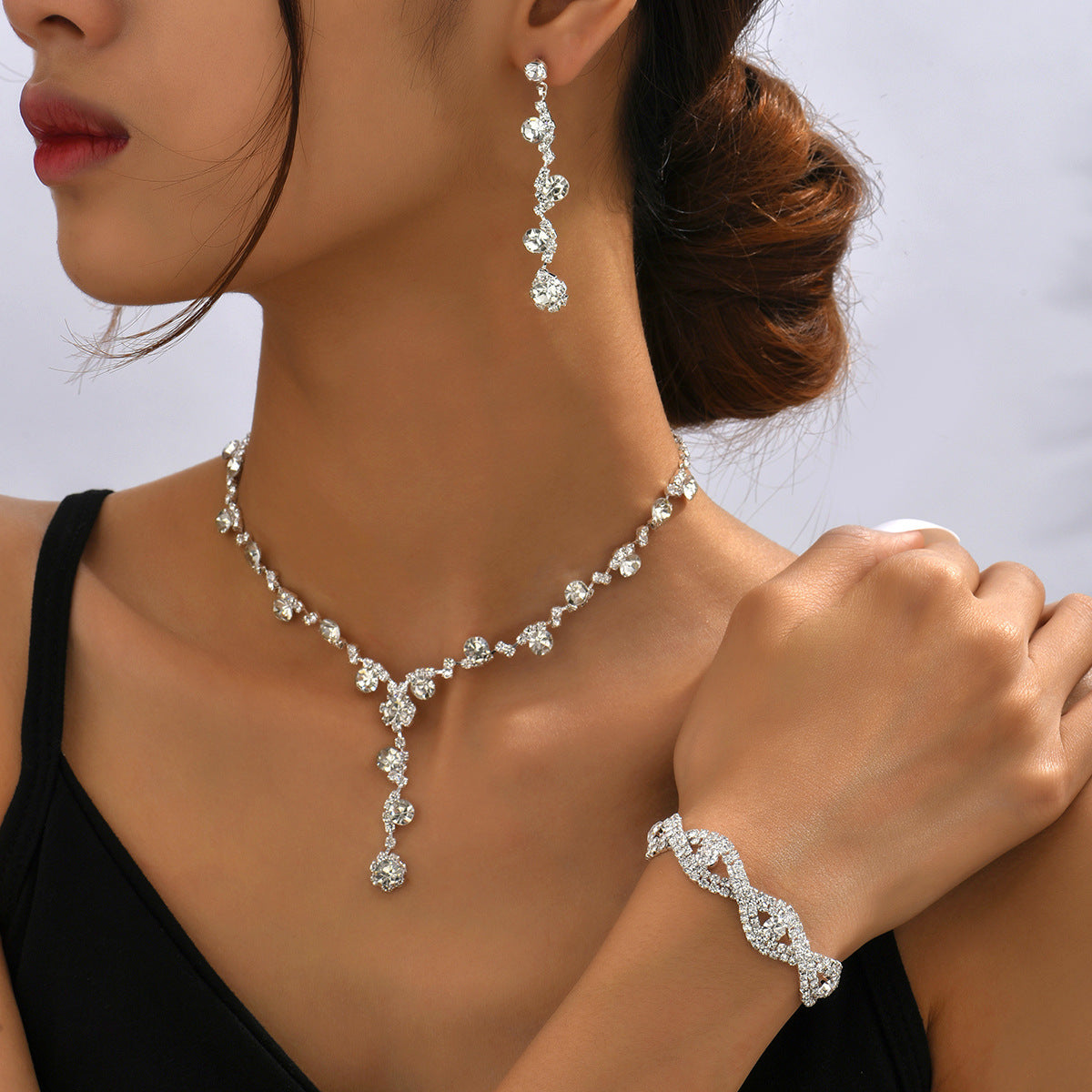 Parure Cristal Élégance ISLAB™ – Collier, Bracelet & Boucles Luxe Soirée