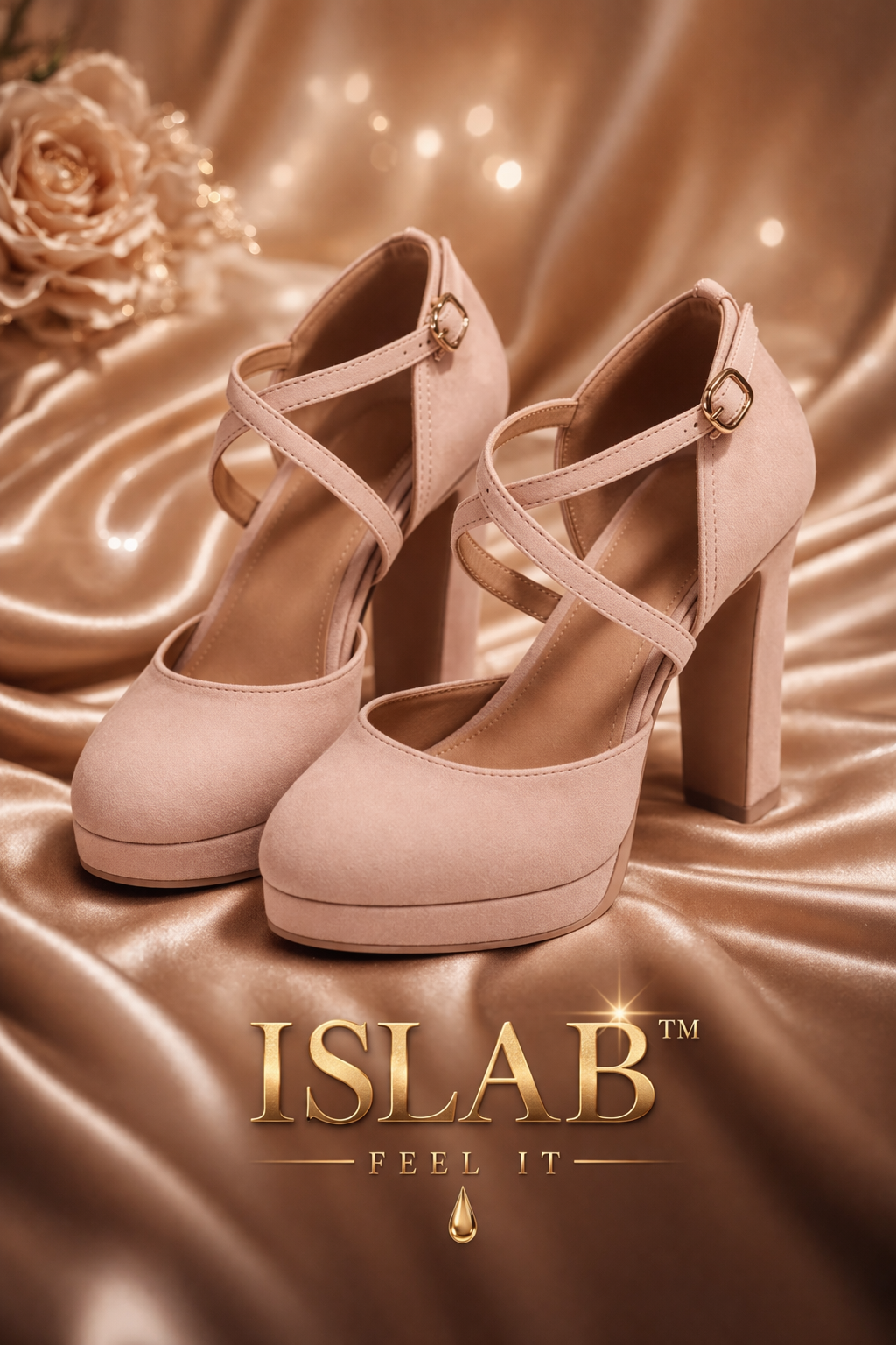 ISLAB™ Talons plateforme nude – escarpins élégants à bride croisée – style luxe femme