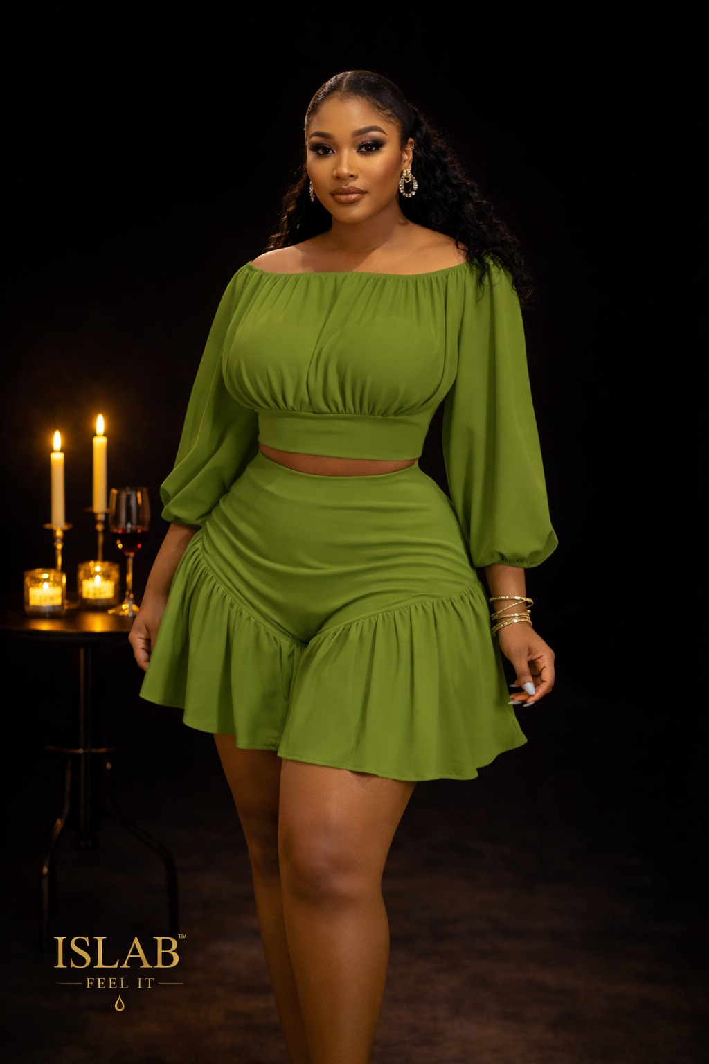 ISLAB™ Curve Set – Ensemble Sexy Sculptant Off-Shoulder (6 Couleurs, Fit Parfait)