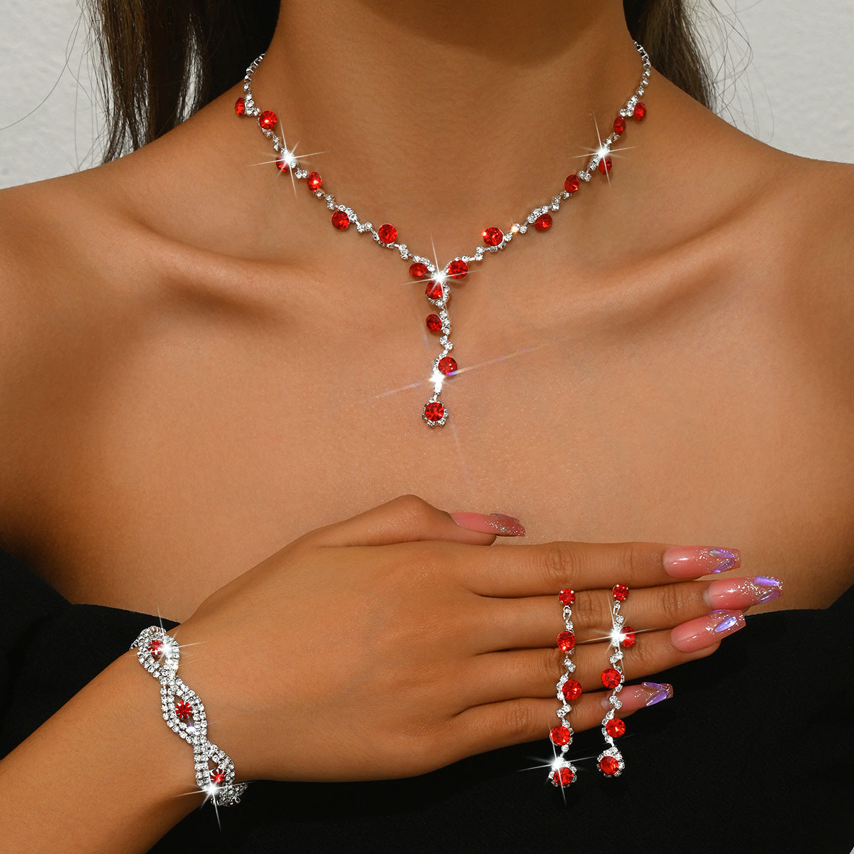 Parure Cristal Élégance ISLAB™ – Collier, Bracelet & Boucles Luxe Soirée